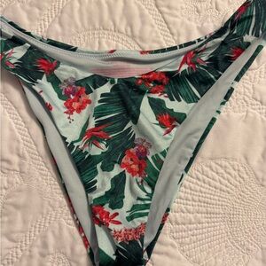 Victoria's Secret Tropical Floral Bikini Bottom - Red and Green